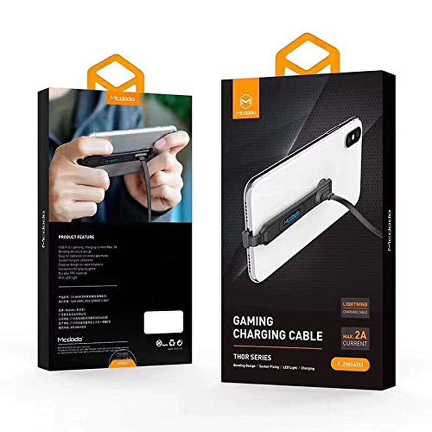 Schwarz Gaming Kabel, 1.8m iOS MCDODO Ladekabel, Thor Series