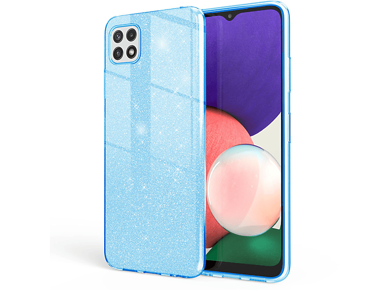 NALIA Glitzer Hülle, Backcover, Samsung, Galaxy A22 5G, Blau