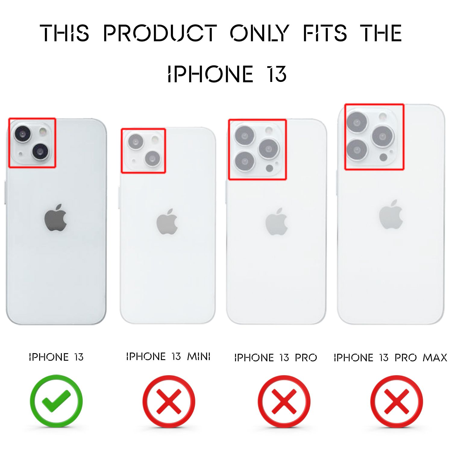 iPhones blancos con diferentes configuraciones de cámara. Solo se acepta el iPhone 13, los demás no.