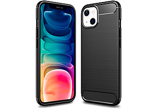NALIA Carbon Look Silikon Hülle, Backcover, Apple, iPhone 13, Schwarz