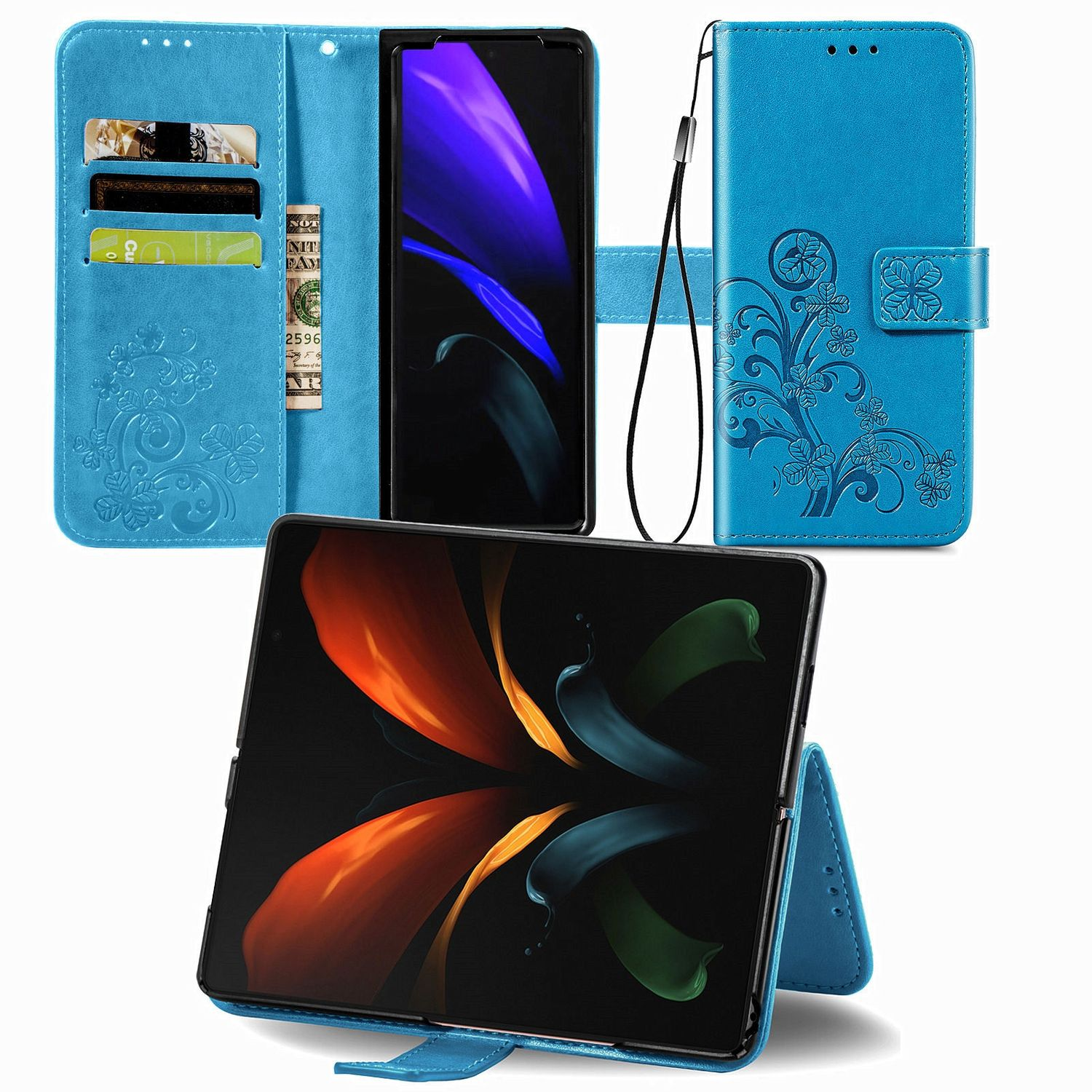 KÖNIG DESIGN Z Samsung, Book Bookcover, Galaxy Blau Case, 5G, Fold4