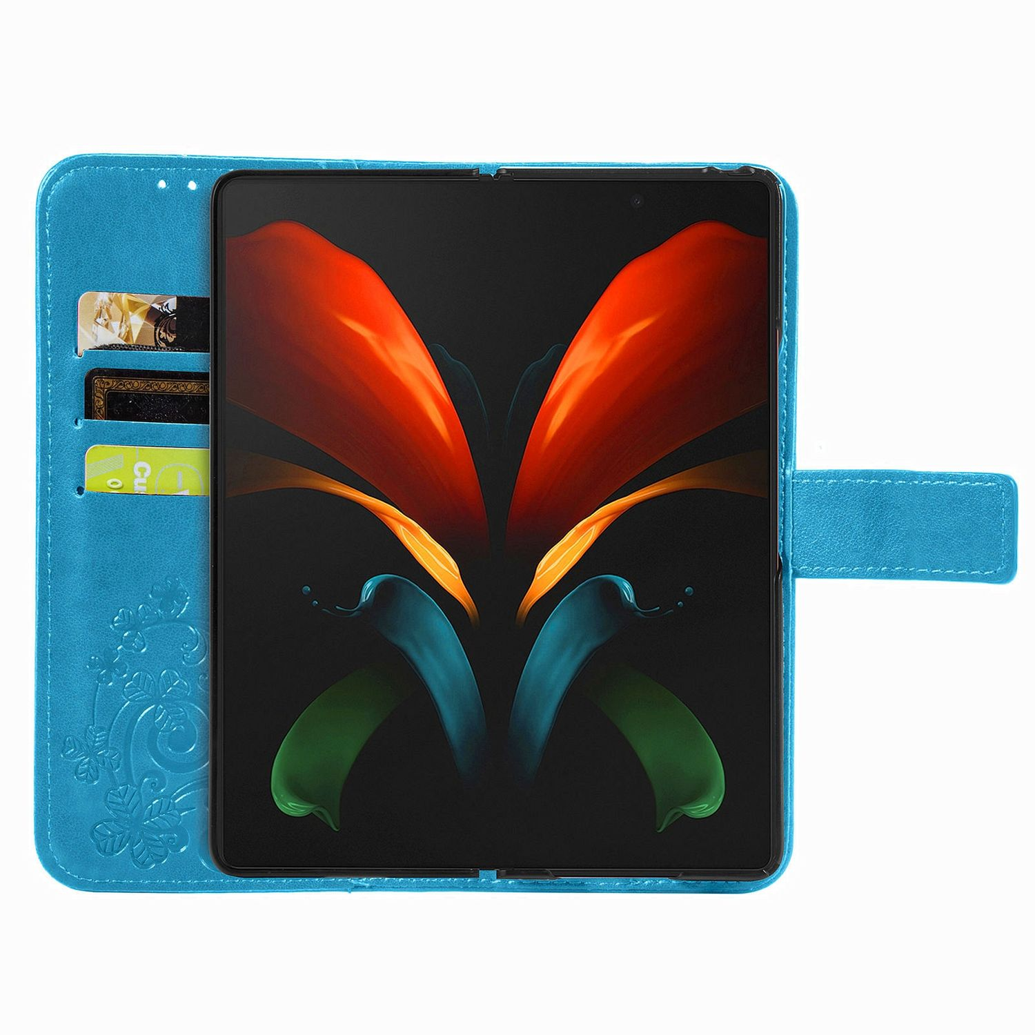 KÖNIG DESIGN Book Case, Bookcover, Blau Z 5G, Fold4 Samsung, Galaxy