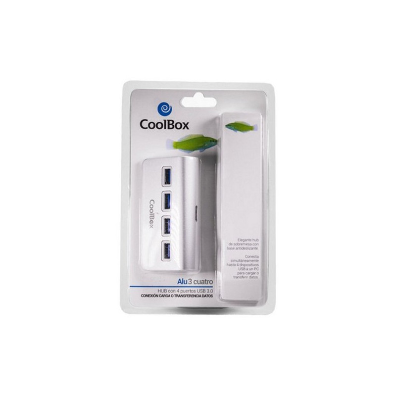 COOLBOX Hub USB CoolBox COO-HU4ALU3 Hub, USB Aluminium (4 anschlüsse), Grau