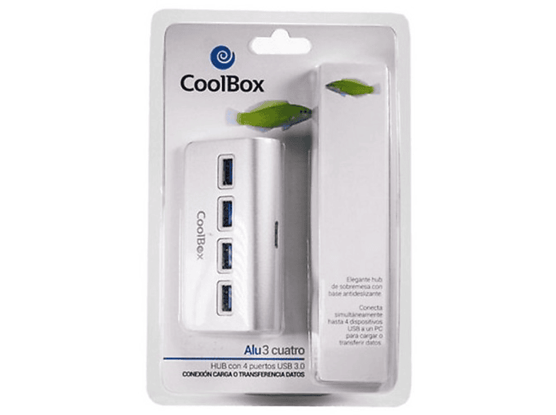 COOLBOX Hub USB CoolBox COO-HU4ALU3 Aluminium (4 anschlüsse), USB Hub, Grau | USB Hubs