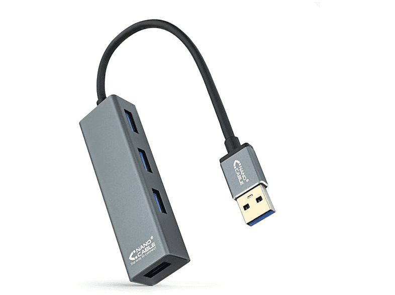 4-Port Hub, Grau, 3.0 USB NANOCABLE 10.16.4402 Hub USB NANOCABLE Grau USB