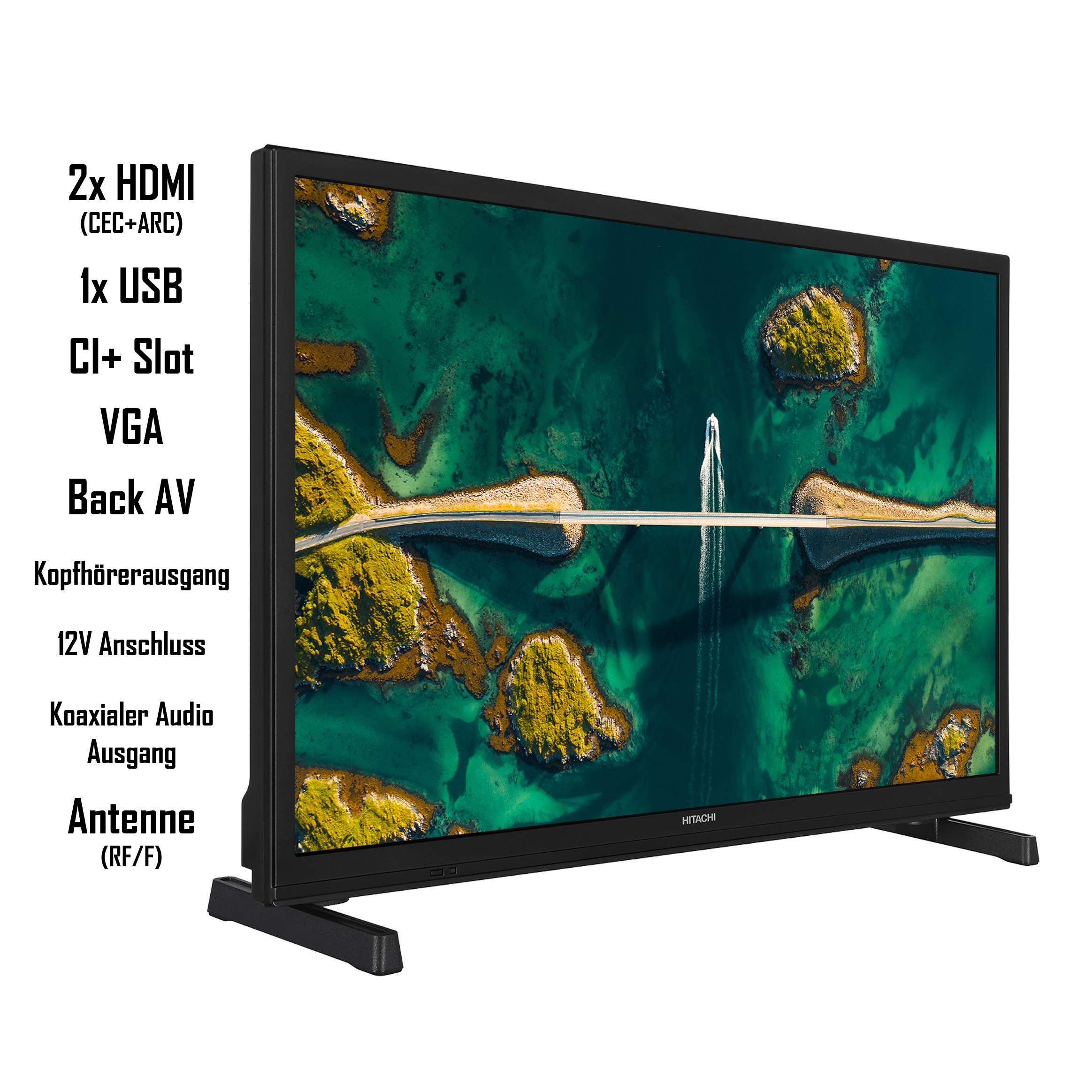 LED HD-ready, cm, TV HITACHI H24E2305V 24 SMART (Flat, Zoll TV) / 60