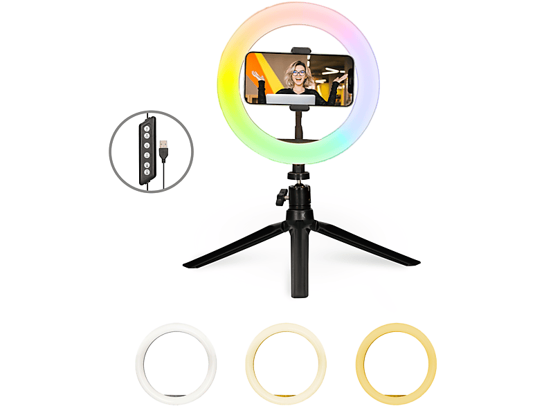 Kit Studio Live Ksix Aro de Luz Led con Trípode para móvil