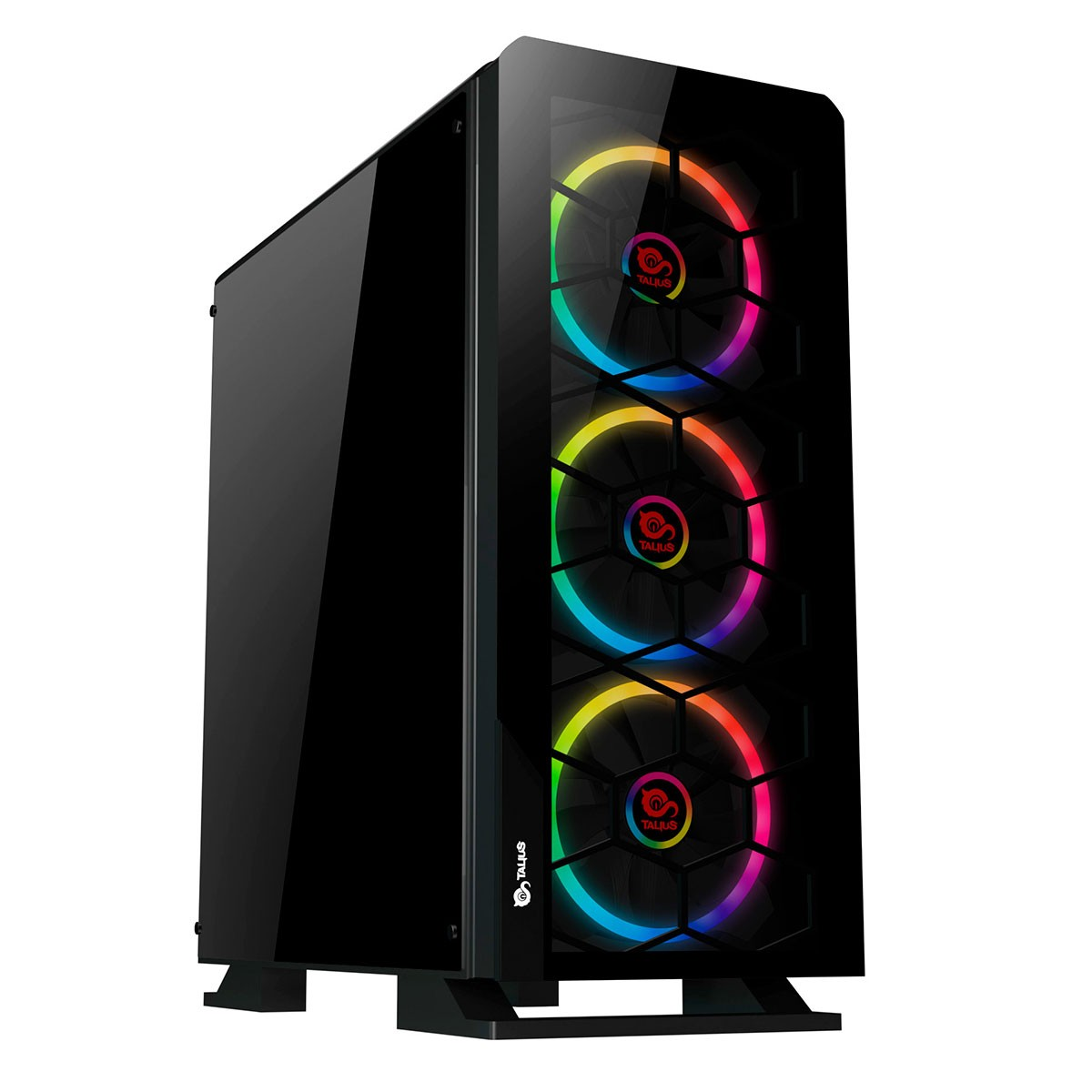 Talius Caja Atx gaming gargola led rgb usb 3.0 pc tower negro cristal templado frontal y lateral de 2x 2.0 sin fuente carcasa ordenador