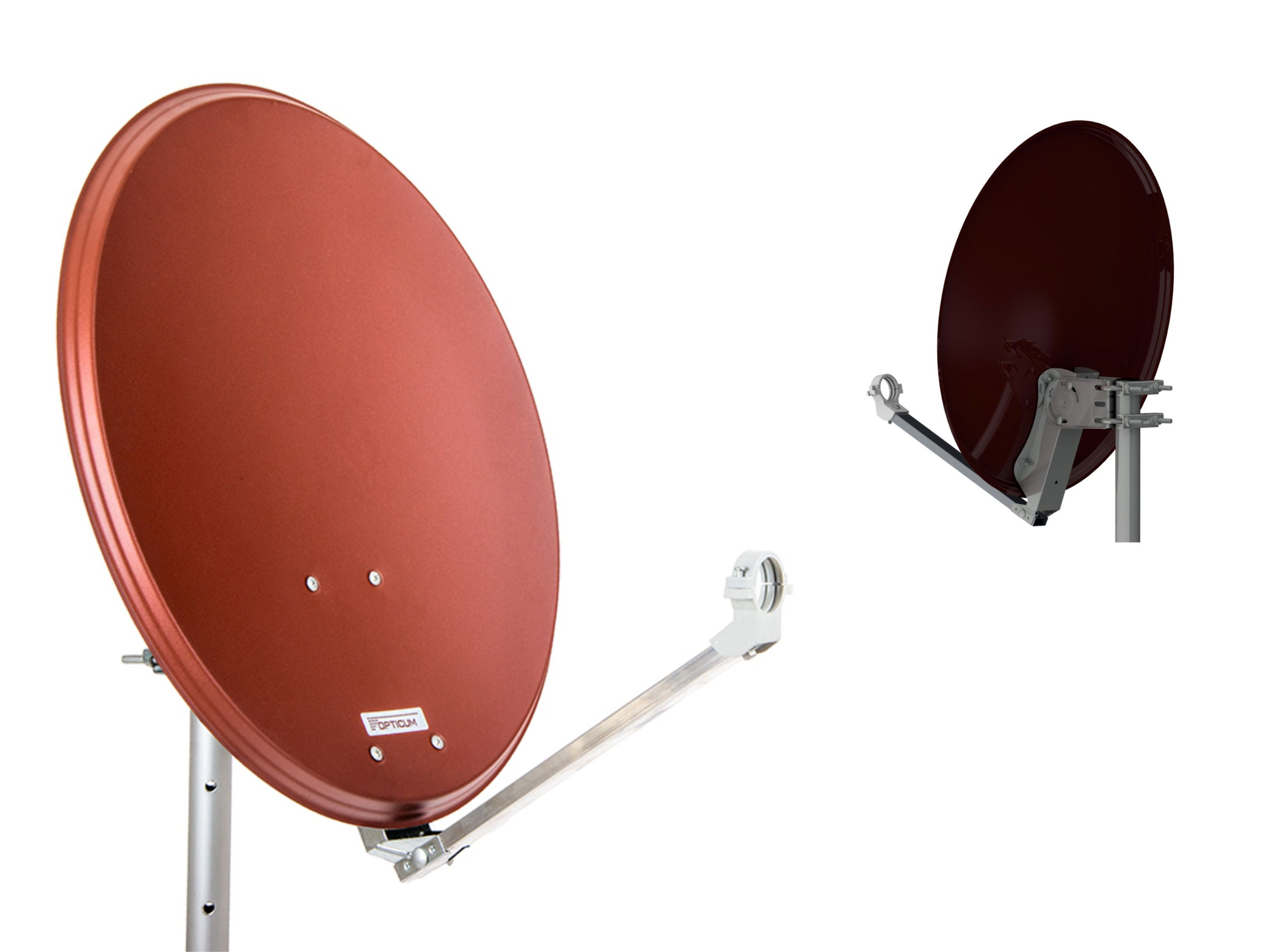 Twin - & & mit Sat OPTICUM aus ziegelrot LTP-04H cm, LNB RED cm Teilnehmer) 4K LNB 3D Satellitenanlage Antenne 60 QA60 LNB LTP-04H HD Halterung (60 - 2 Twin Stahl