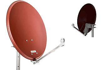 RED OPTICUM QA 60 Sat Antenne Stahl 60 cm in ziegelrot mit Single LNB - LSP-02G - 4K HD & 3D fähig Satellitenanlage (60 cm, Single LNB LSP 02G - 1 Teilnehmer)