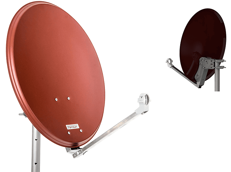 Antenne QA60 HD & Halterung Sat LNB OPTICUM RED für 60 LNB Satellitenanlage LOP Octo mit (60 Stahl Octo aus cm Teilnehmer) & 04H ziegelrot 3D 8 LNB cm, LOP-04H-4K