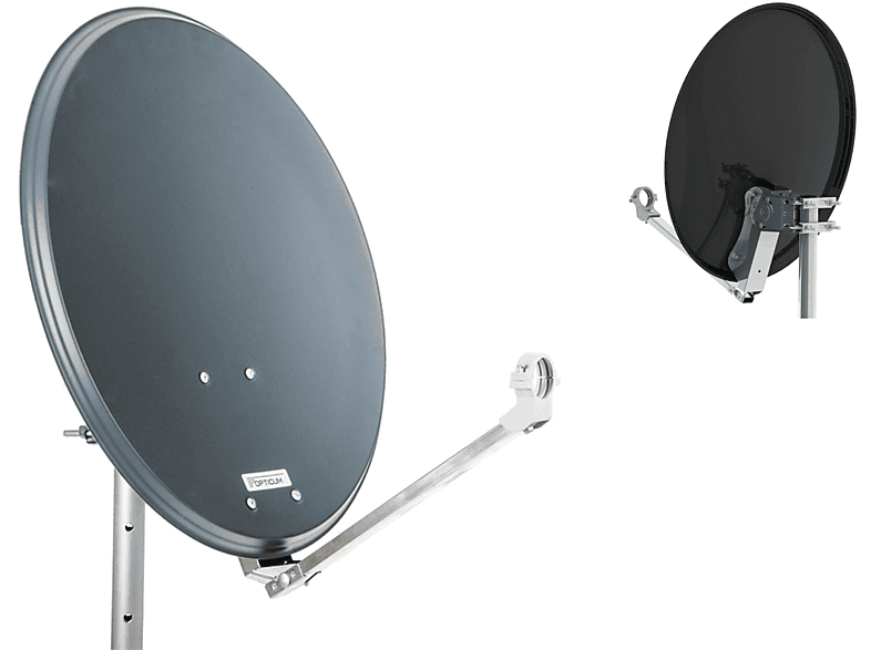 RED OPTICUM QA 60 Sat Antenne 60 cm anthrazit mit LNB Halterung & Octo LNB LOP-04H - 4K HD & 3D fähig Satellitenanlage (60 cm, Octo LNB LOP 04H für 8 Teilnehmer)