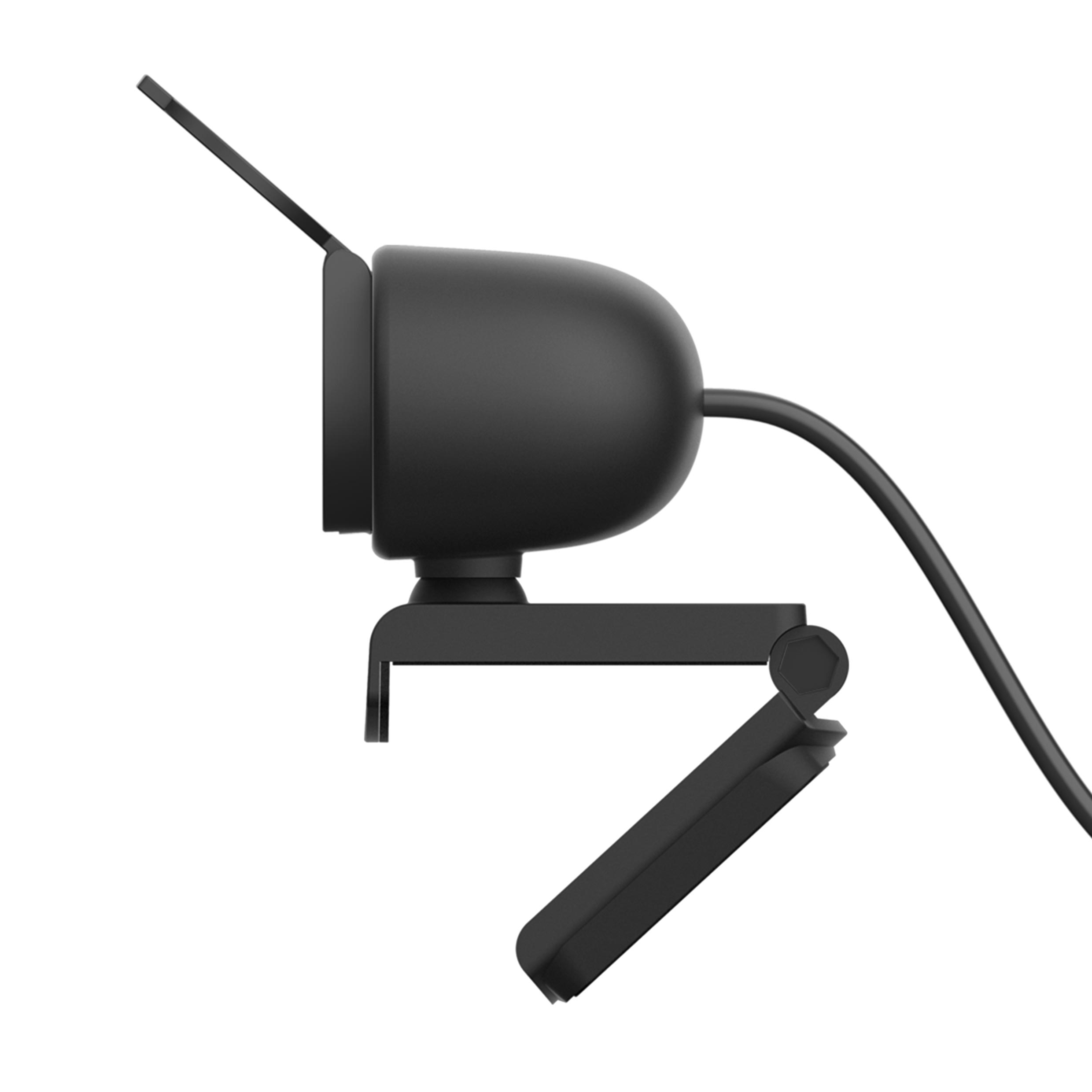 Black webcam with adjustable mount and a flexible arm.