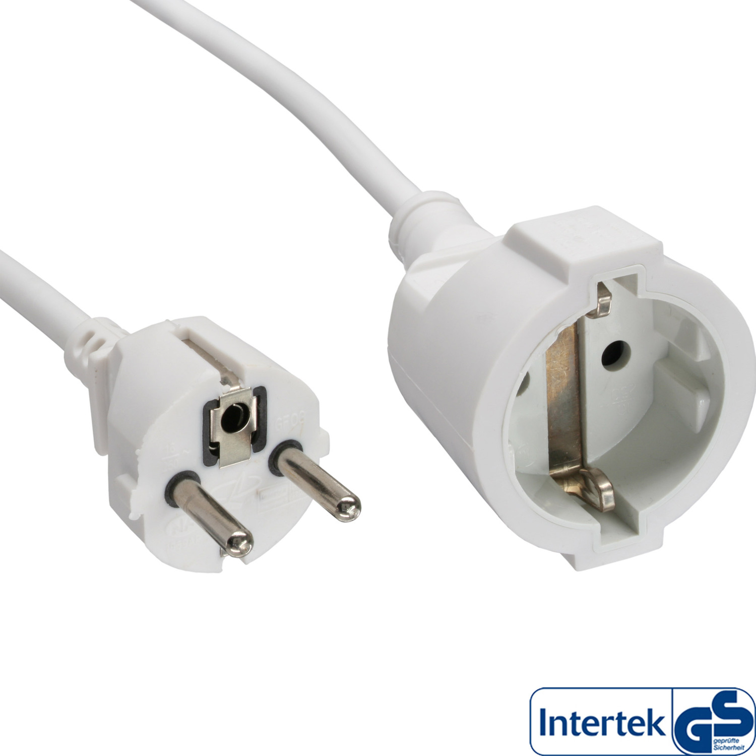 Schutzkontakt-Verlängerung, Strom-Verlängerung / weiß, INLINE Stecker / InLine® Schutzkontakt Buchse, weiß