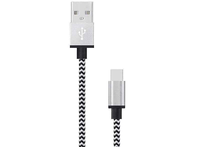 SMARTACC 2m USB-C Typ C Ladekabel / Datenkabel, Silber Ladekabel