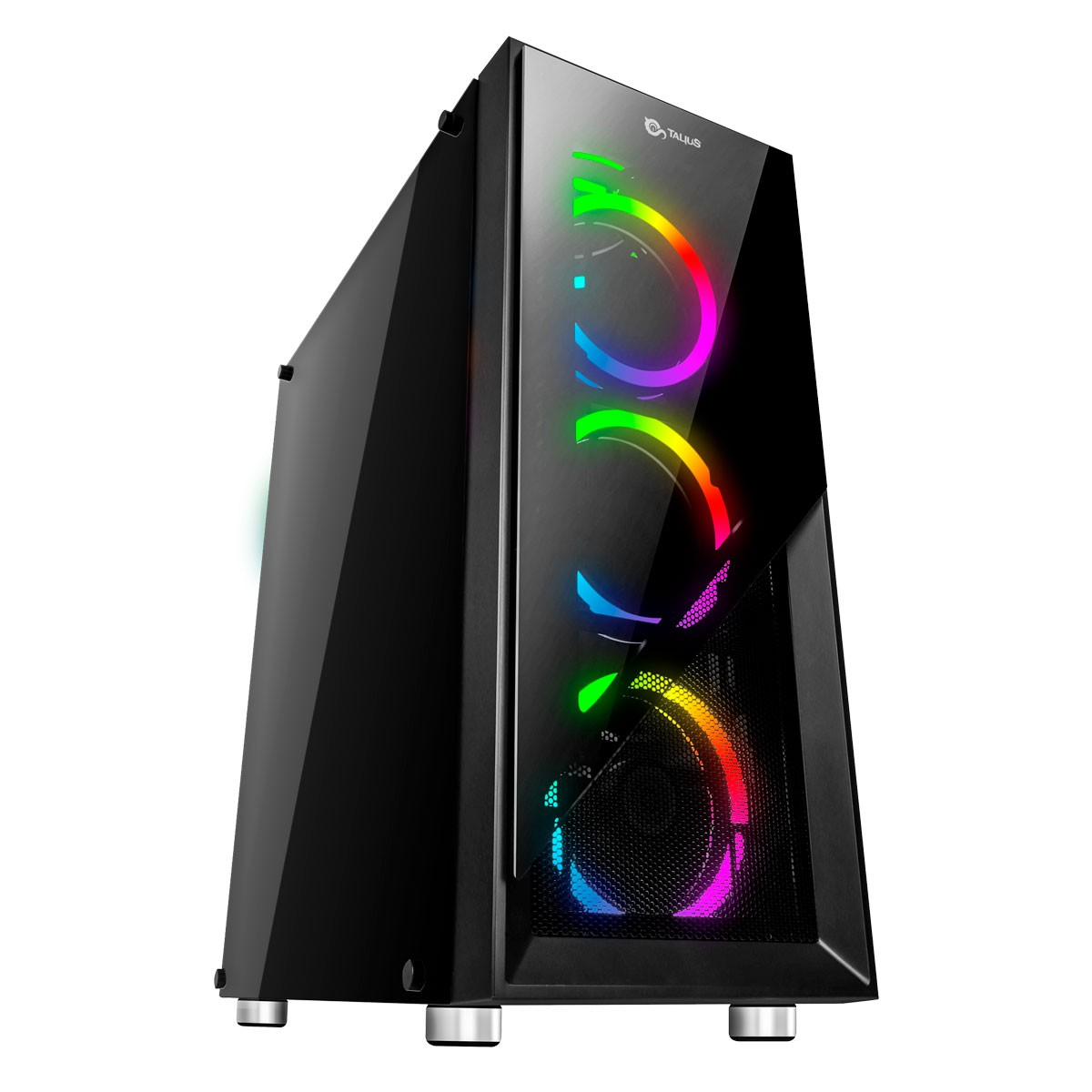 Caja Pc Talius valkyria cristal templado usb 3.0 rgb negro atx gaming led doble aro spectrum frontal y lateral de 2x 3.02x 2.0 sin fuente carcasa