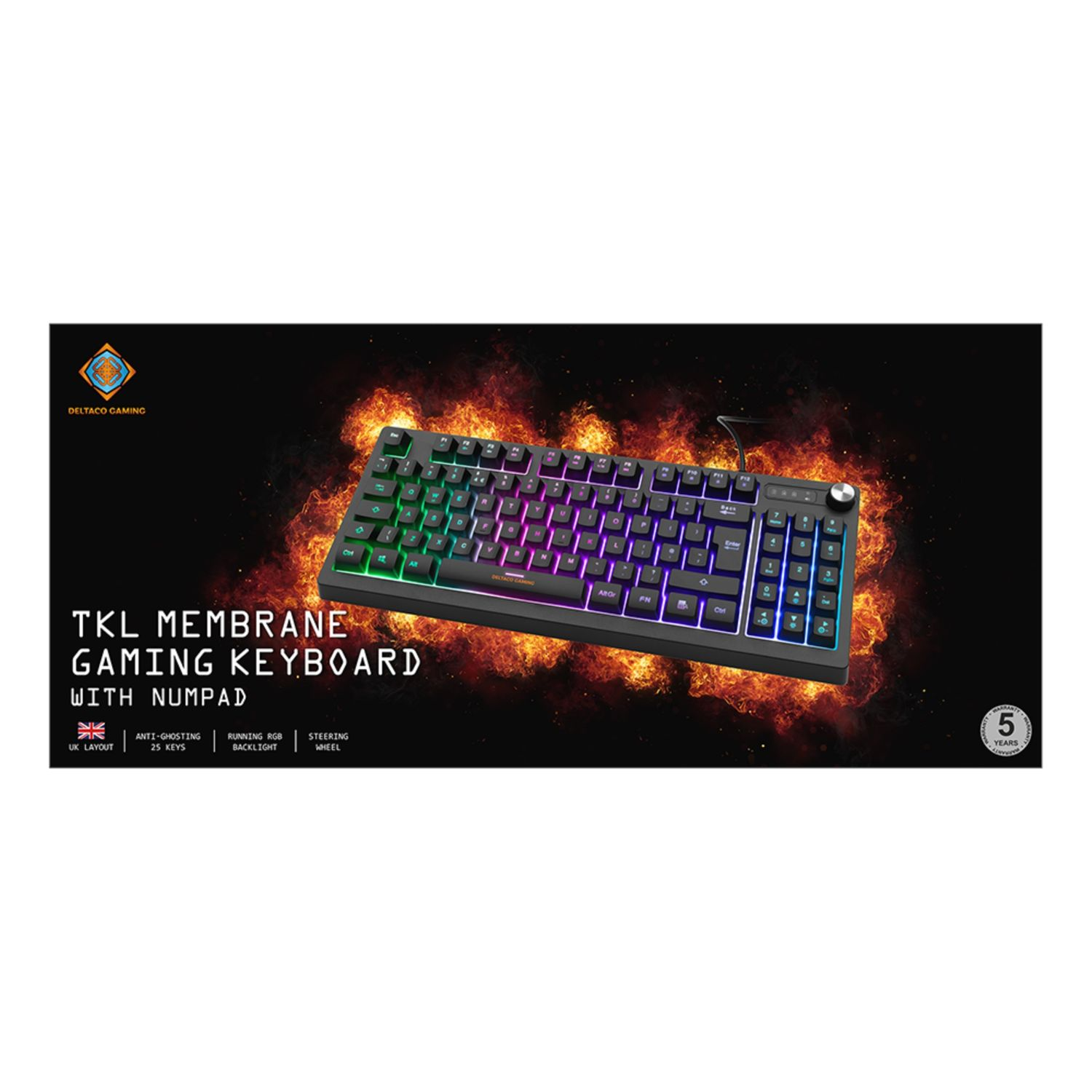 DELTACO GAMING DK230 TKL Membran Tastatur Gaming Tastatur