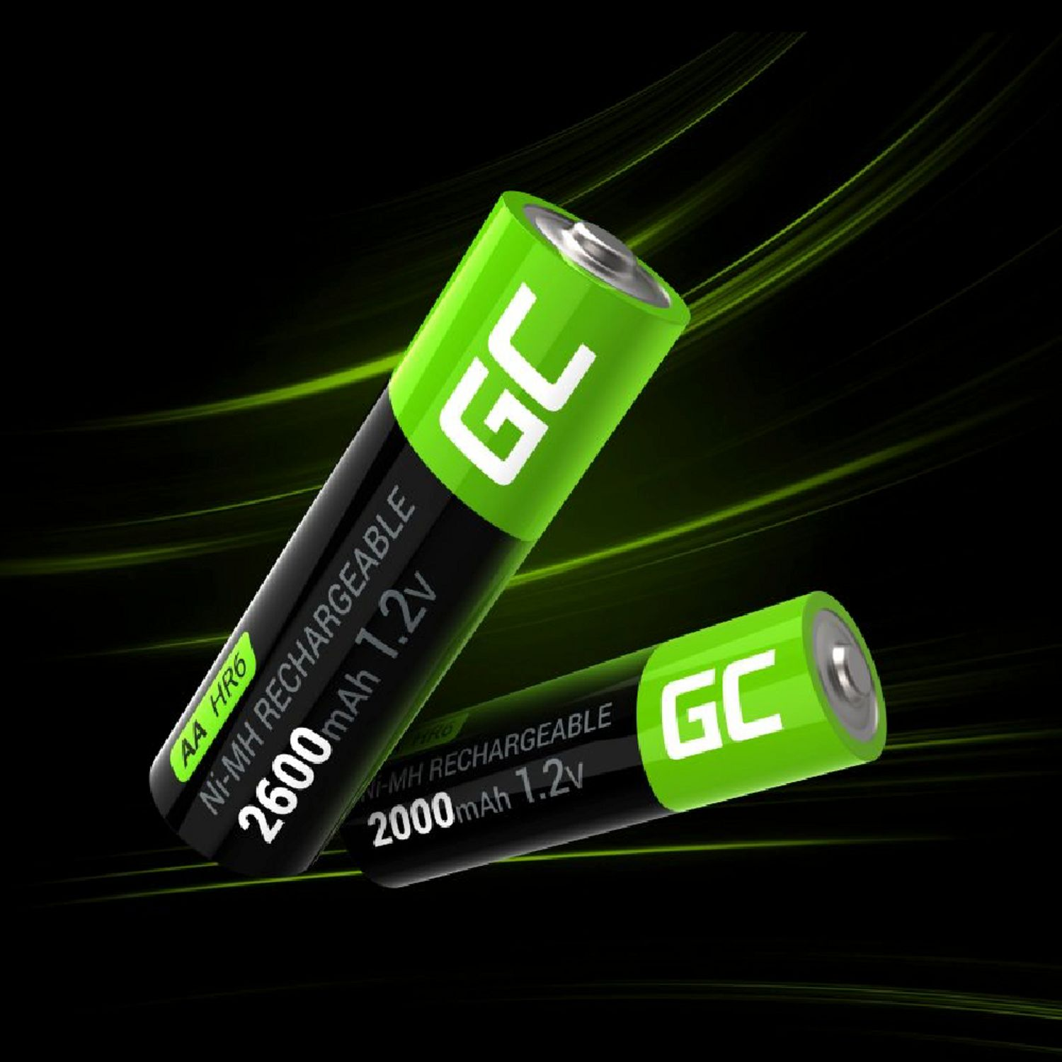 GREEN CELL Nickel-Hydrid-Akku Batterien / / 2600mAh Akkumulator Ni-MH HR6 Akku, mAh AA 2x