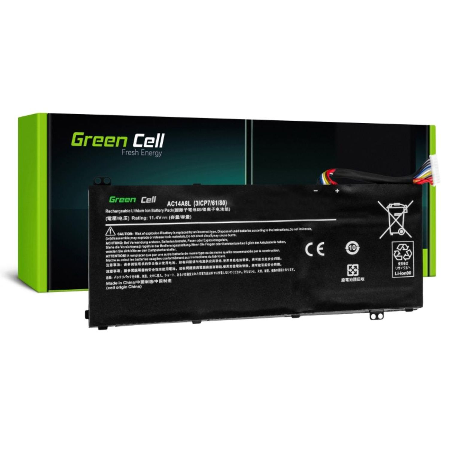 GREEN CELL Laptop mAh AC14A8L Akku, Aspire Akku Nitro Lithium-Ionen-Akku Batterien VN7-571G / Acer