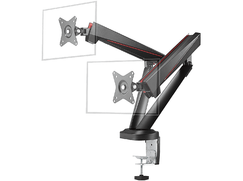 DELTACO GAMING Dual Monitor Spring-Assisted Monitor- / Tischhalterung, schwarz Wandhalterung Pro / TV