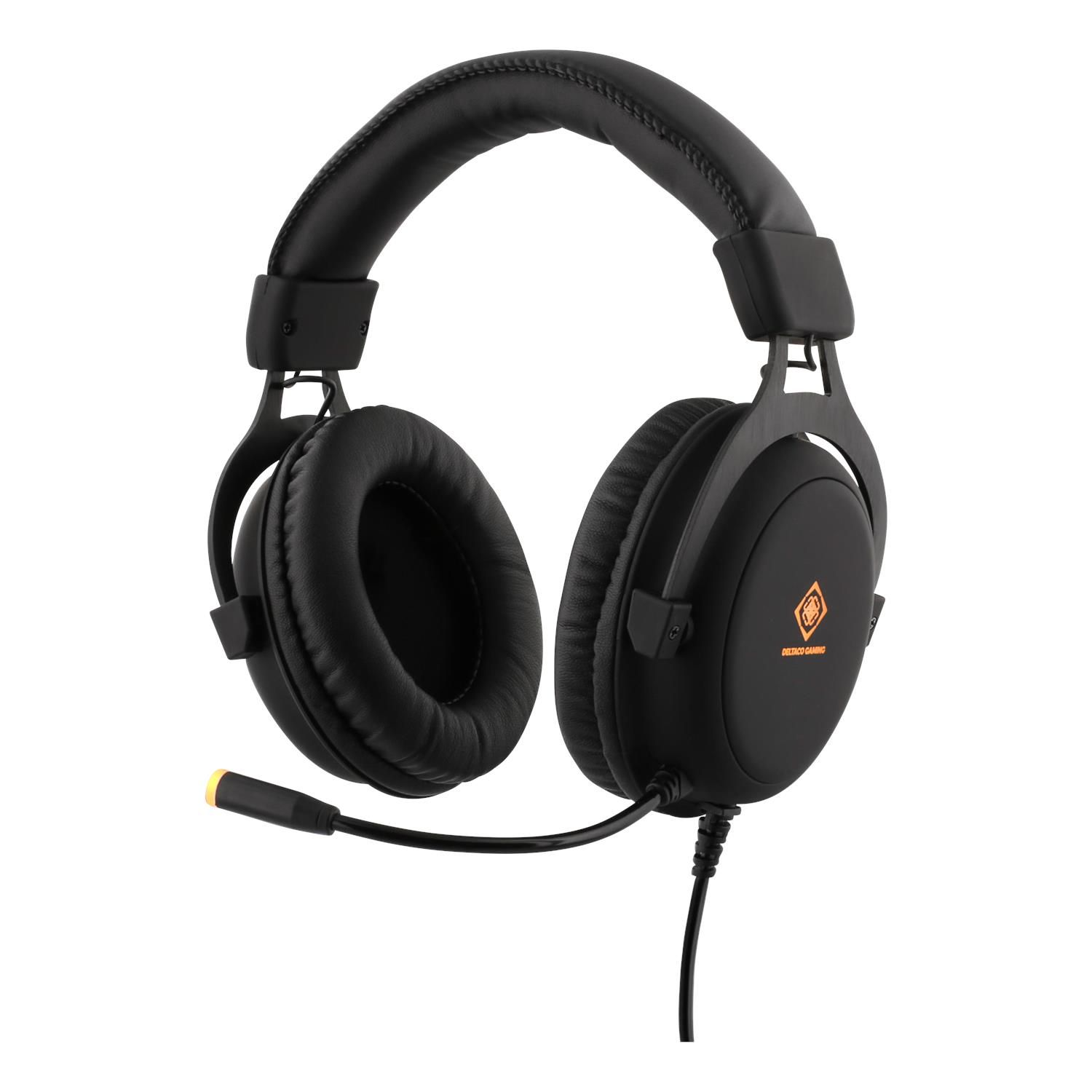 Gamer schwarz Headset mit Over-ear GAMING Headset LED-Beleuchtung, DELTACO