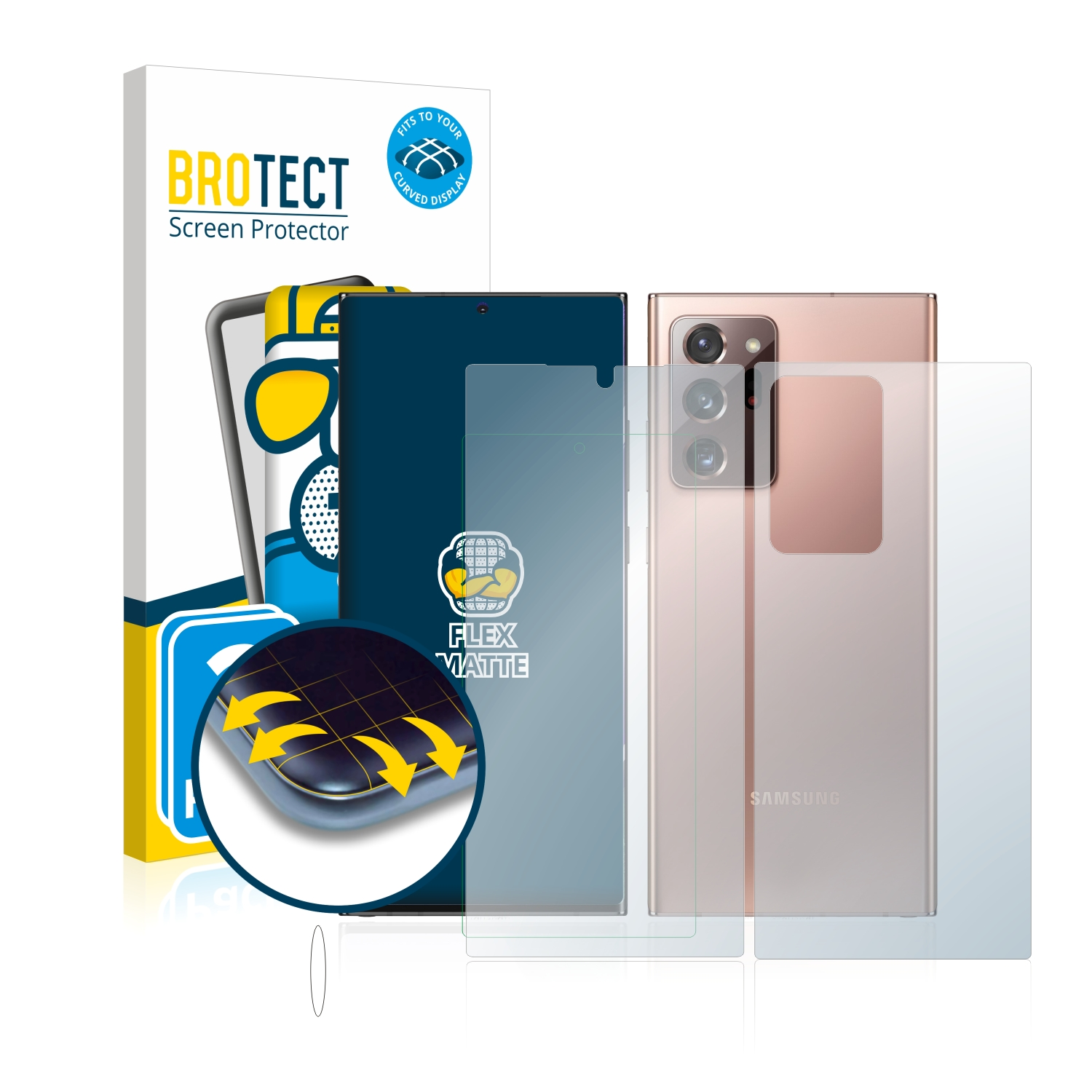 BROTECT 2x Flex matt Full-Cover Curved Note 20 Schutzfolie(für Samsung 3D Ultra 5G) Galaxy