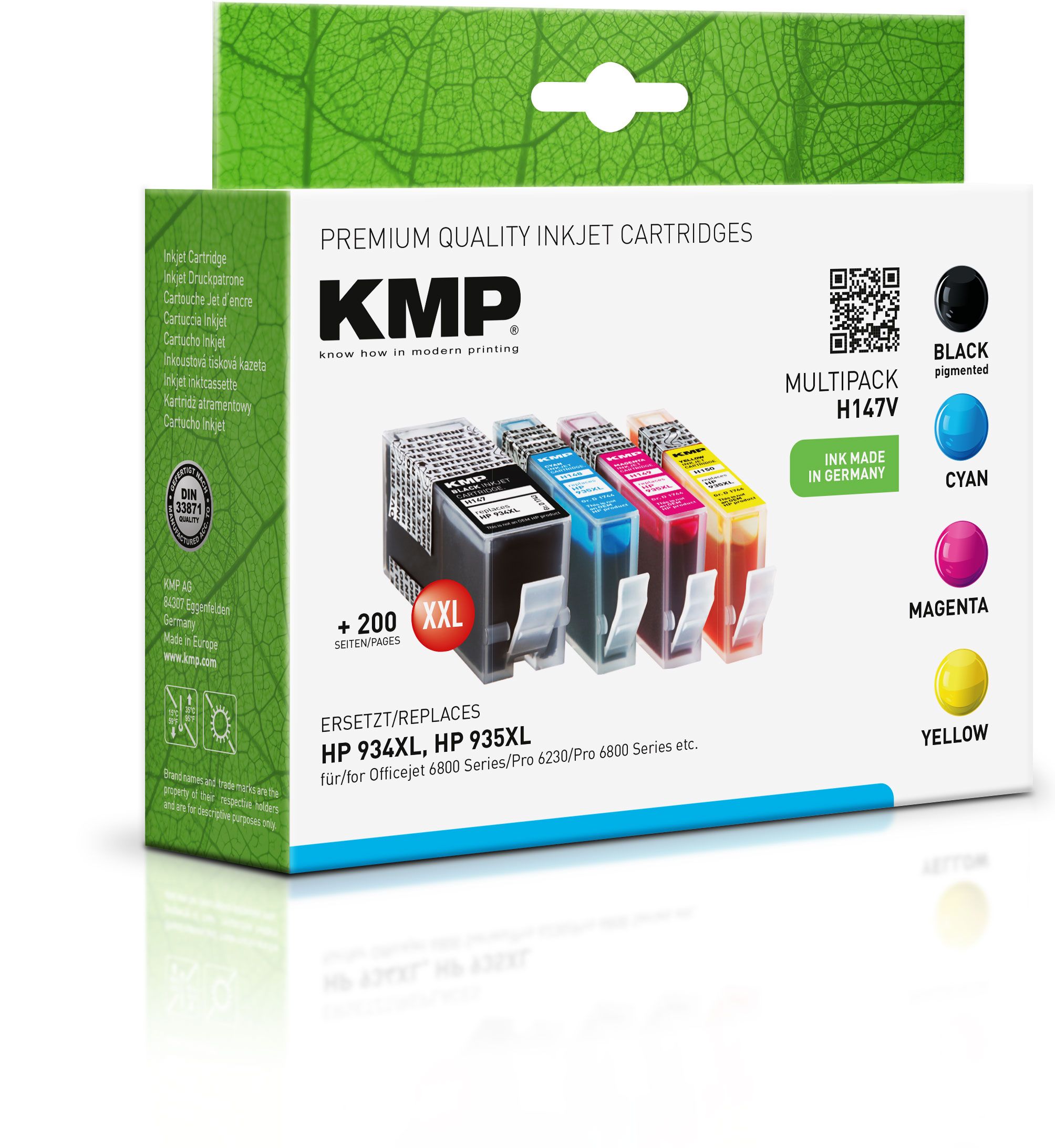 KMP ersetzt HP (Schwarz,Cyan,Magenta,Gelb) Tintenpatrone 4-Farben 933XL) (932XL/ 934/935XL Multipack