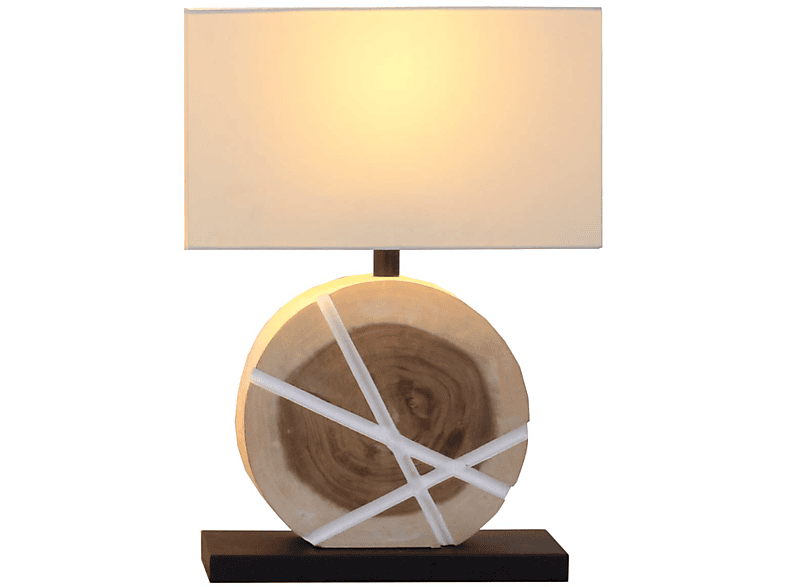 L natu & Off-White KIOM 10939 Tischleuchte Holz Chiapas