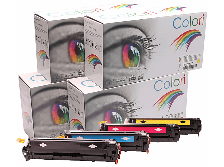 COLORI Kompatibel Set 4x Toner Cyan CF212A CF213A) CF210X 131A Magenta 131A CF211A Black CMYK (131X Yellow 131A