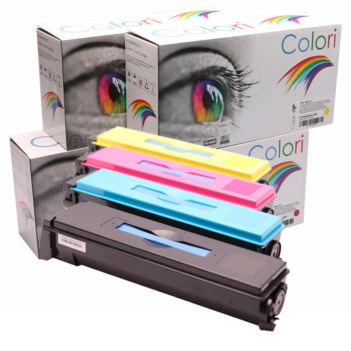 Cyan Toner COLORI Yellow) (TK-540K Set CMYK TK-540Y TK-540C Black 4x Magenta TK-540M Kompatibel