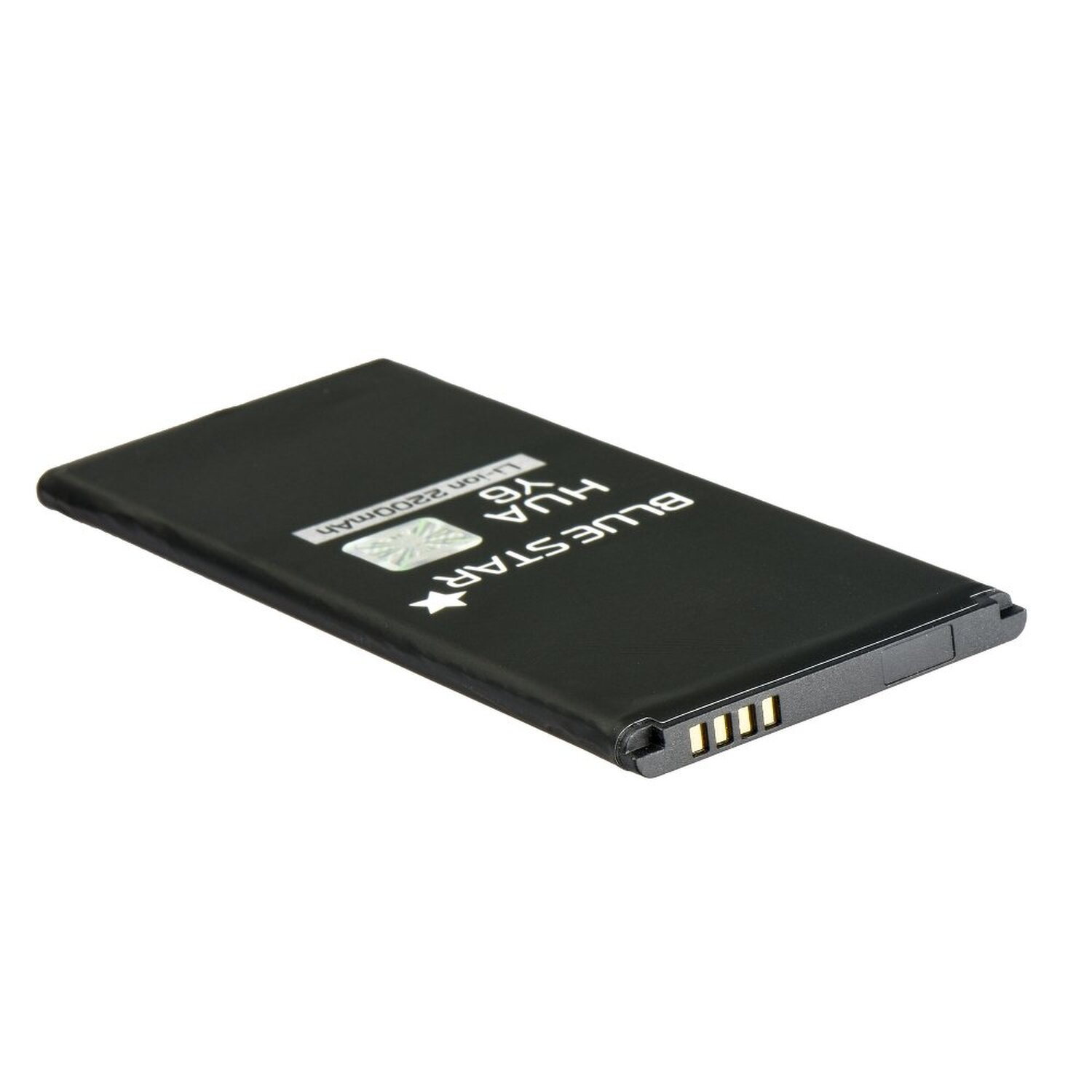 Schwarzer rechteckiger Akku mit der Aufschrift 'BLUESATR HUA XB Li-ion 2200mAh', mit Sternlogo.