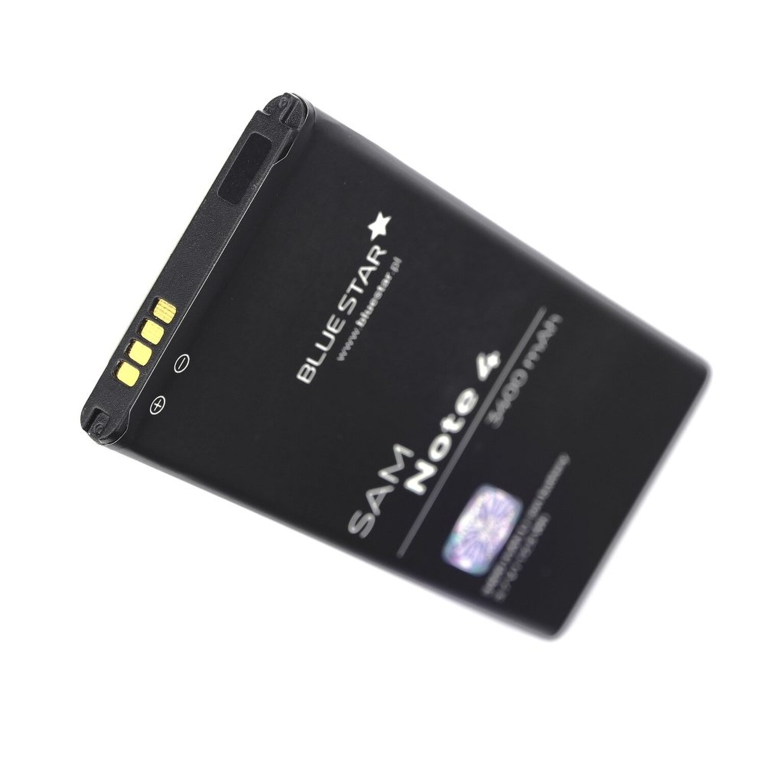Schwarzer Akku mit Logo und Text. Der Text lautet 'SAM Note 4' und '3400 mAh'.