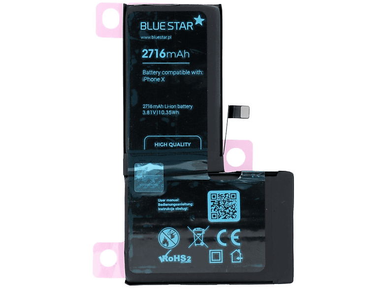X Li-Ion BLUESTAR Akku für Apple iPhone Handyakku
