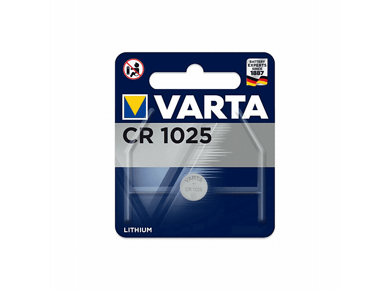 VARTA Electronics CR1025 Lithium Knopfzelle 3V (1er Blister) Li-MnO2 Knopfzelle, Li-MnO2, 3 Volt, 0.025 Ah