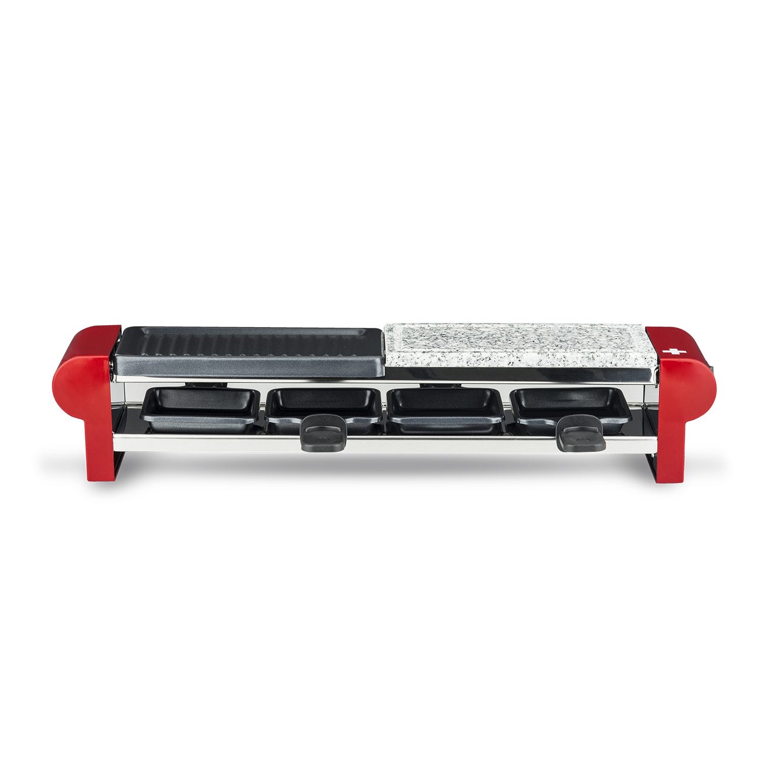 H.KOENIG H.Koenig RP4 Raclette-Gerät / und Grillplatte Pfännchen / Steingrill 4 / 600 Personen / rot inkl. Raclette W