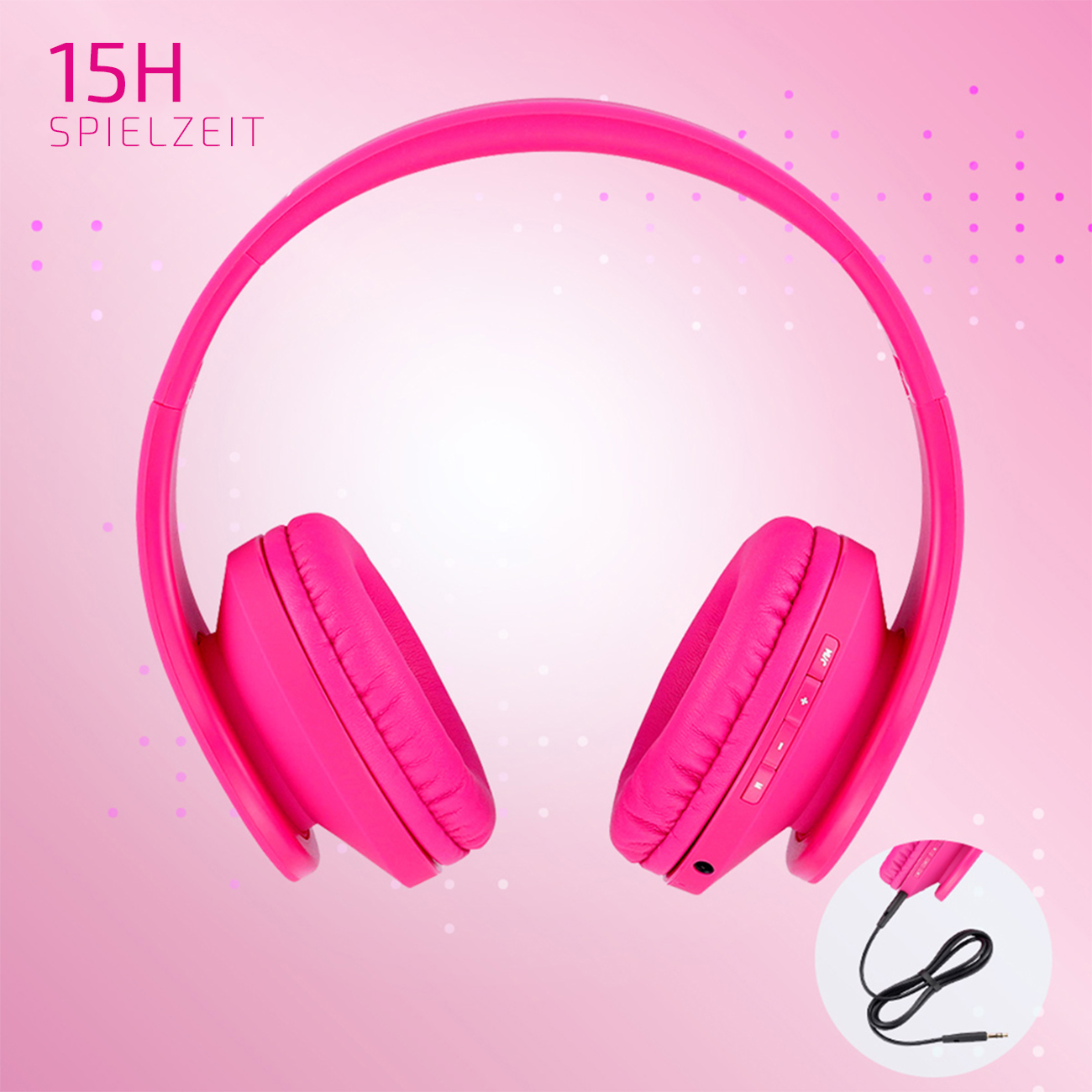 für Over-ear Kinder, Kopfhörer P2 POWERLOCUS Rosa Bluetooth