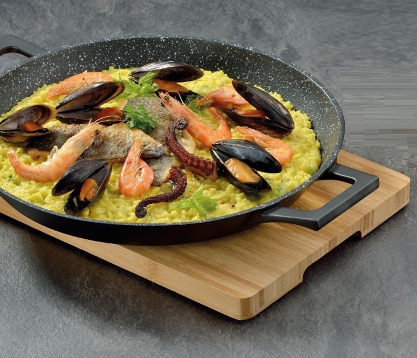 CHEFFINGER CF-PP32 tigaie pentru paella (aluminiu, acoperire: alt strat, 32 cm)