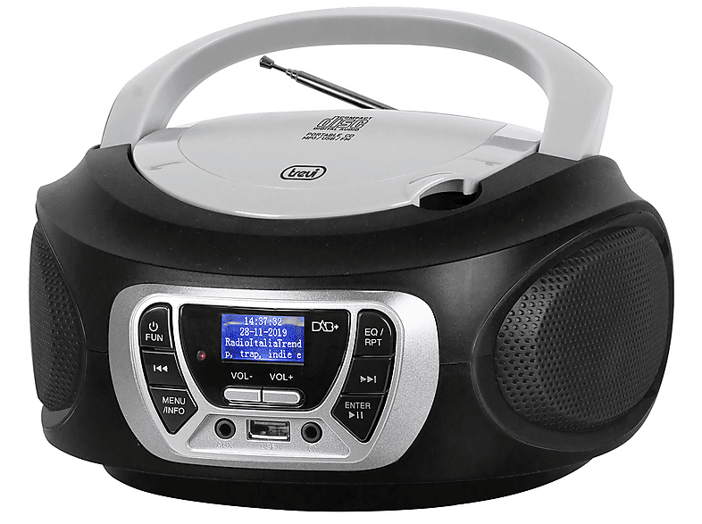 Trevi - Stéréo Portable CD Boombox Radio Dab/Dab avec RDS et entrée USB avec Lecture directe de fichiers MP3