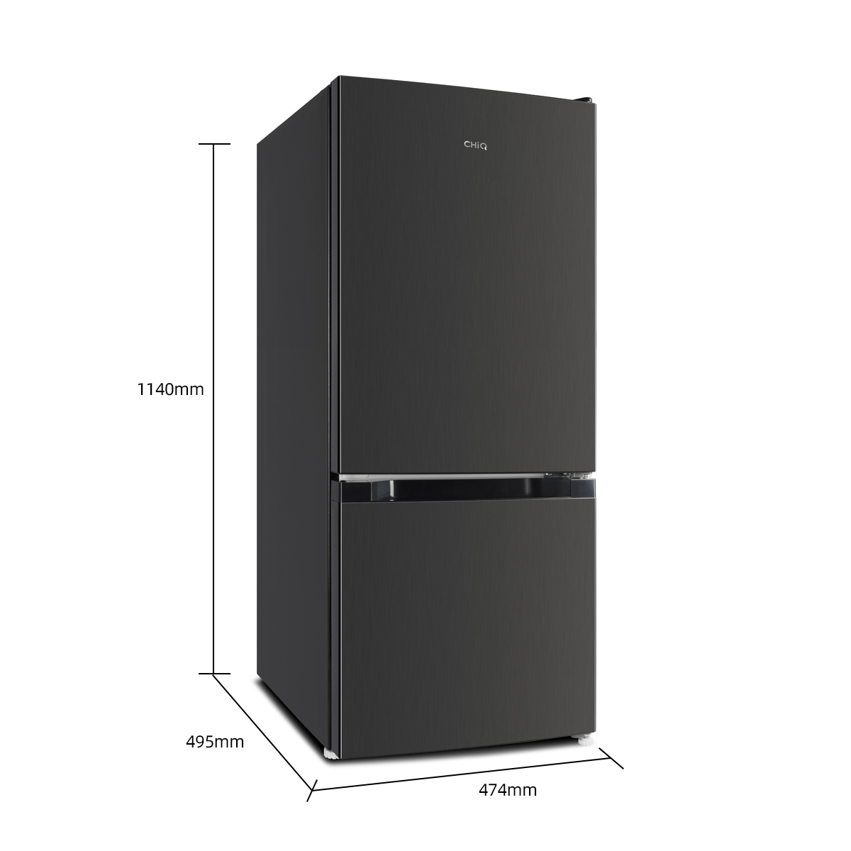 CHIQ CBM117L42 Kühl-Gefrier-Kombination Edelstahl) Dunkel 114 (E, hoch, 168 kWh, cm