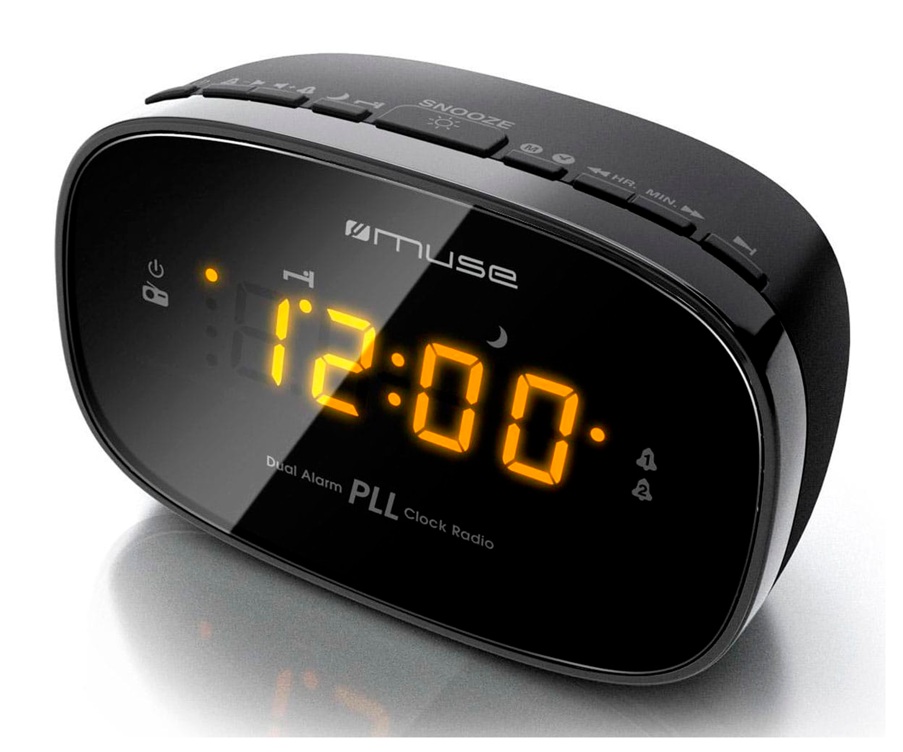 Radio Despertador Muse m150 cr m150cr pll fm negro reloj digital corriente alarma doble snooze