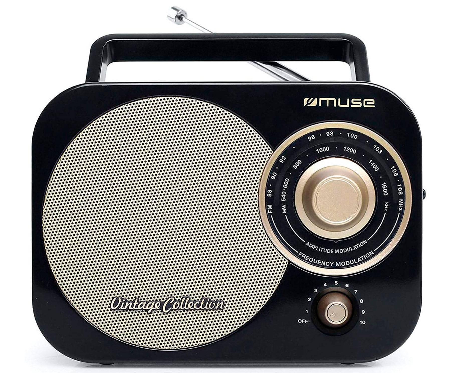 Muse M055 Rb negro oro radio fmam con altavoz integrado dual vintage fmmw 88108 mhz m055rb