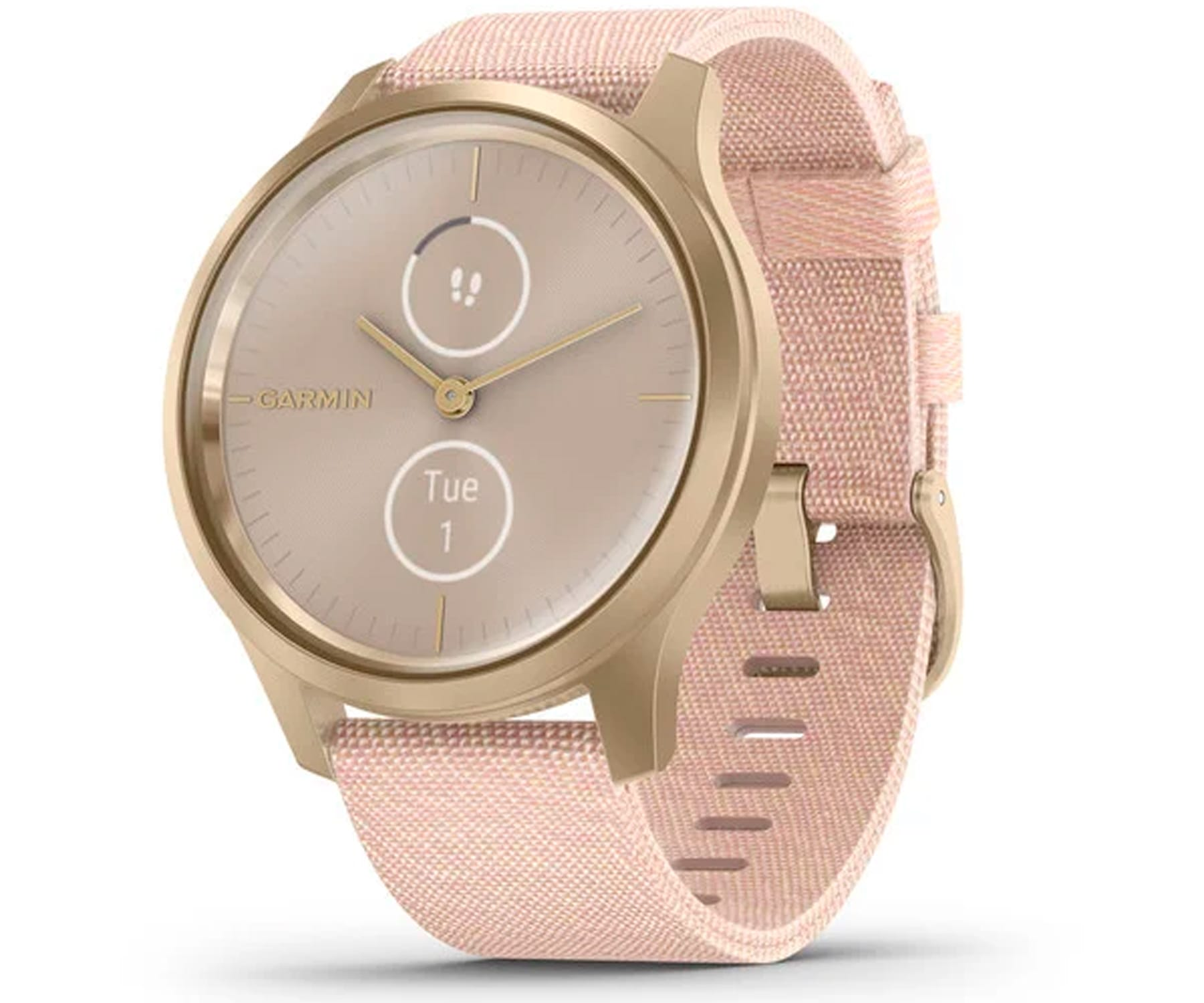 Smartwatch - GARMIN vívomove Style Smartwatch Dorado 42mm AMOLED con correa nailon Rosa GARMIN, Rosa, 1,19 "