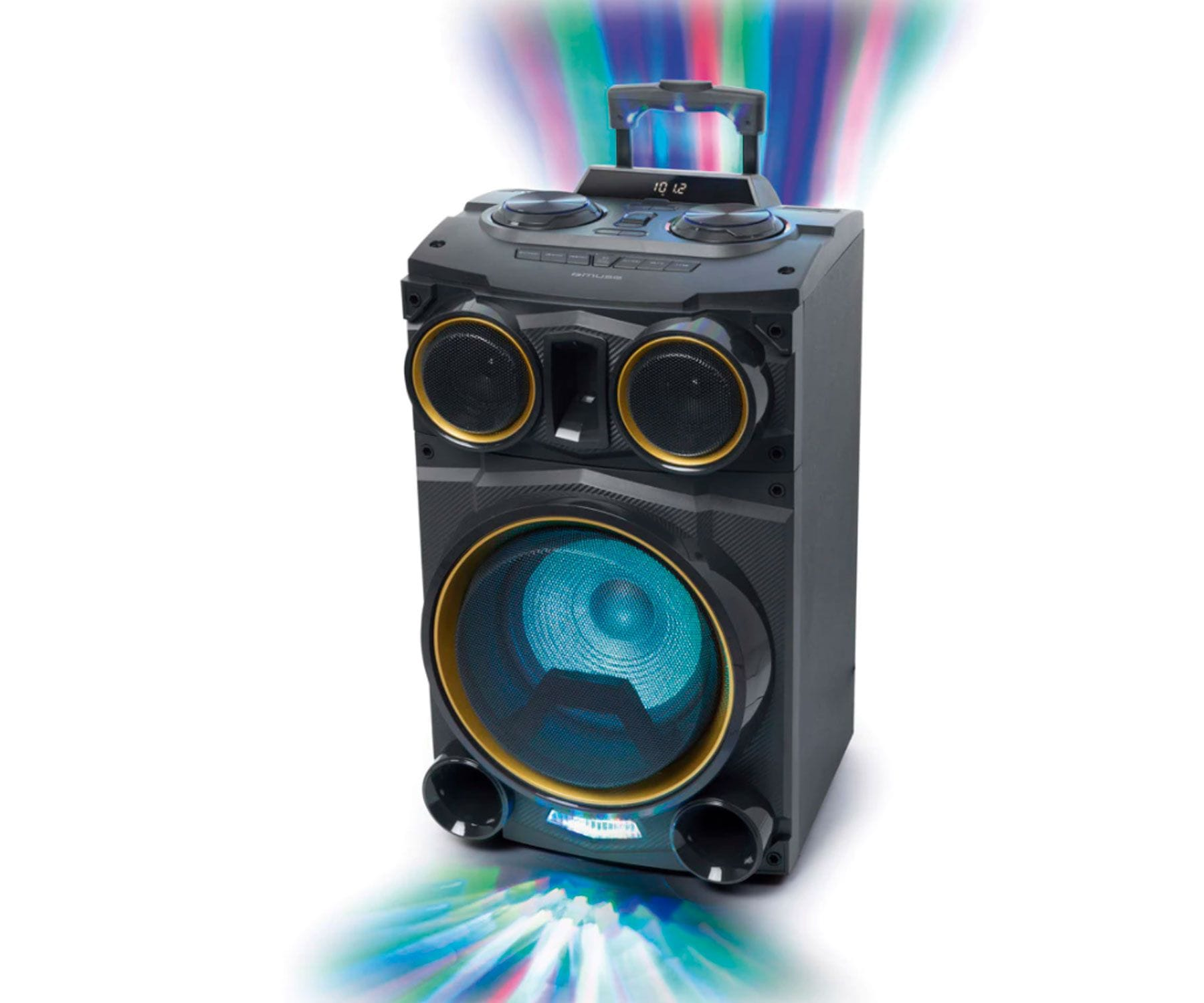 Muse M1938 Dj negroaltavoz fiestas500wbluetoothluces que cambian de colorradio fm altavoz bluetooth party box 500w con radio usb 2 entradas luz ambiente 150w