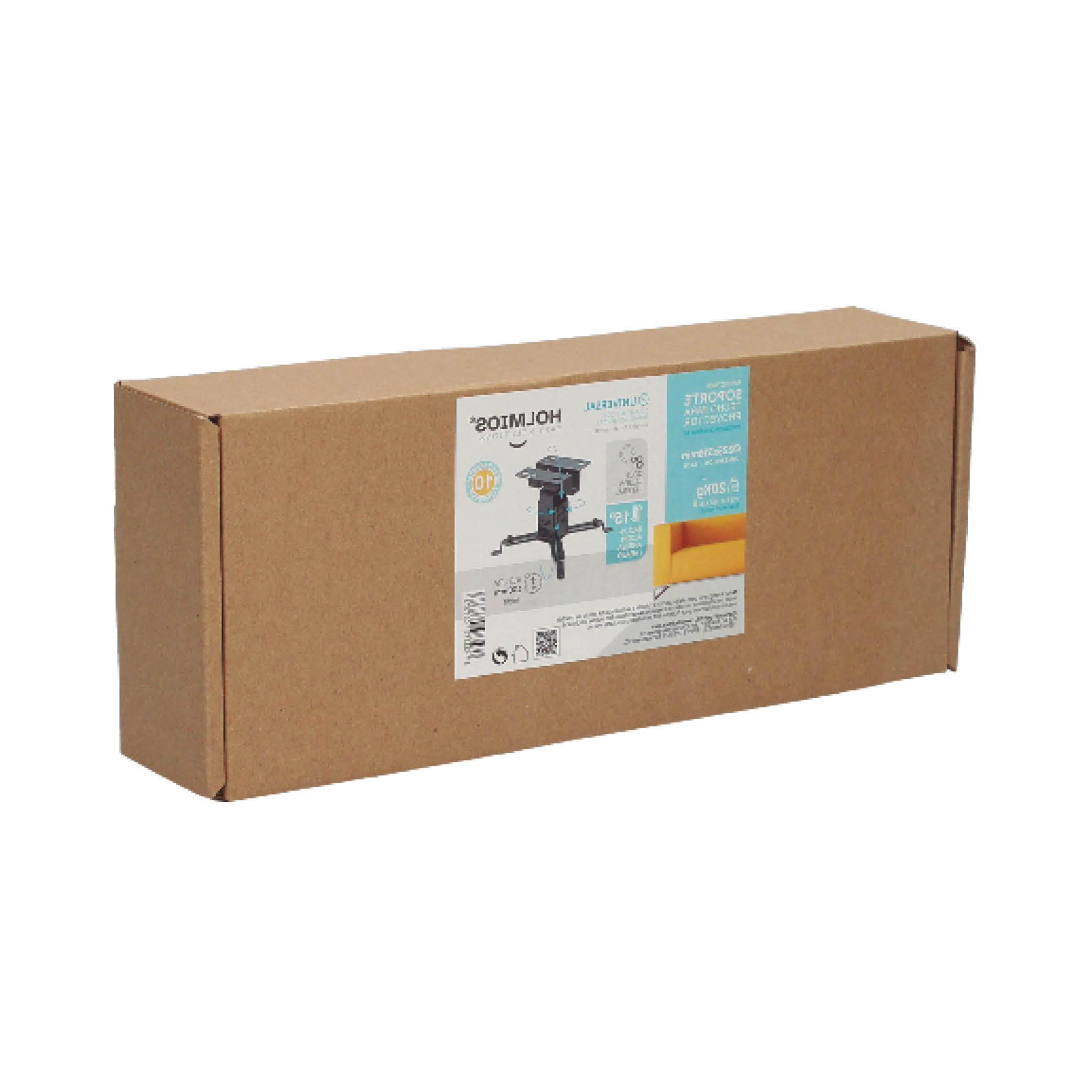 Caja de cartón marrón con impresión del producto. Fondo blanco.