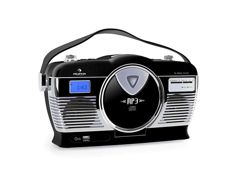 AUNA RCD-70 Retro-Radio, KW, Schwarz