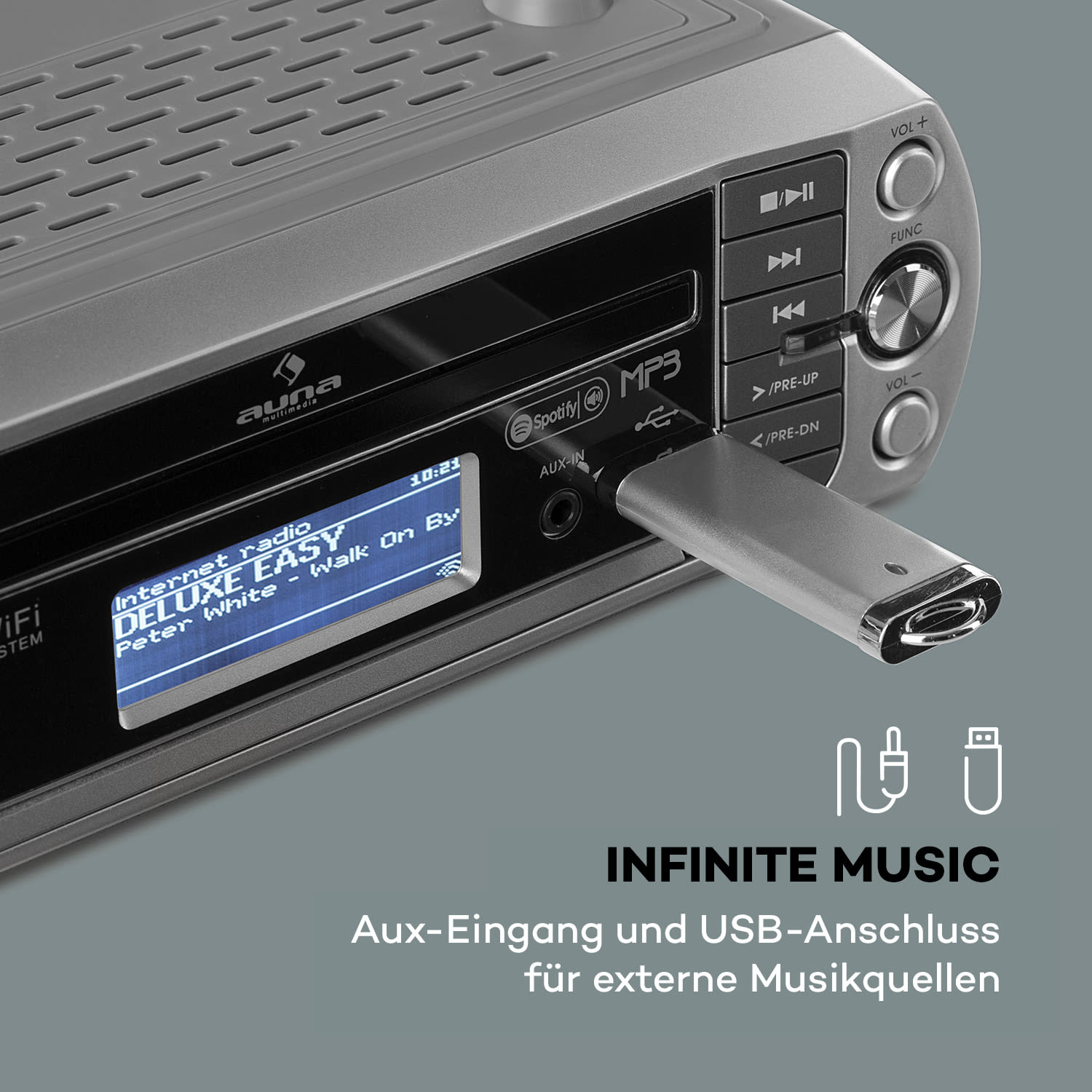 AUNA KR-500 CD Küchenradio, Silber Internetradio, Radio, Internet
