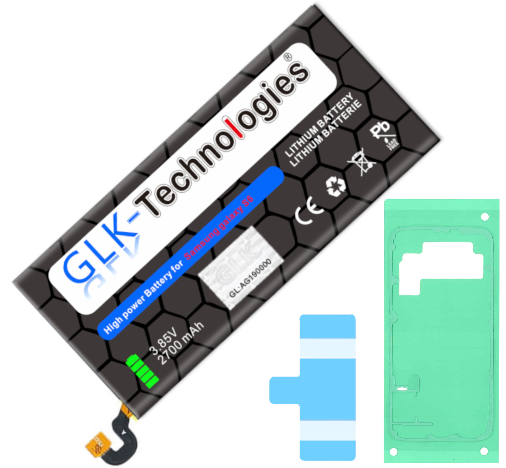 GLK-TECHNOLOGIES Ersatz Akku S6 EB-BG920ABE mAh Smartphone 3.85 Volt, für 2700 Samsung Ersatz 2700mAh SM-G920F Akku, Galaxy Li-Ion