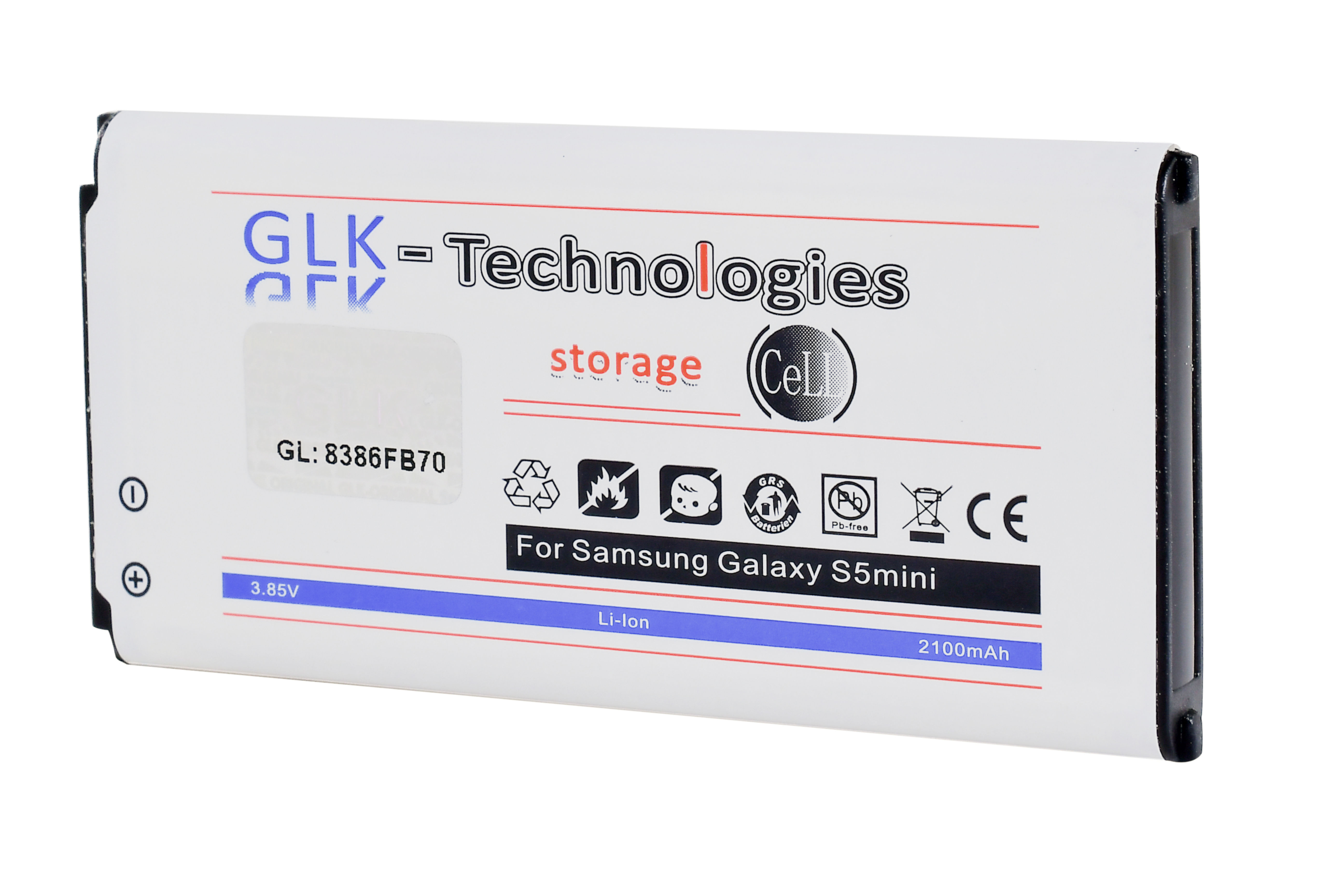 S5 Samsung Ersatz Akku 3.85 Ersatz Duos SM-G800H Smartphone mAh Galaxy SM-G800F 2250 Akku, 2250mAh Mini für Li-Ion, GLK-TECHNOLOGIES Volt, GLK-S5Mini