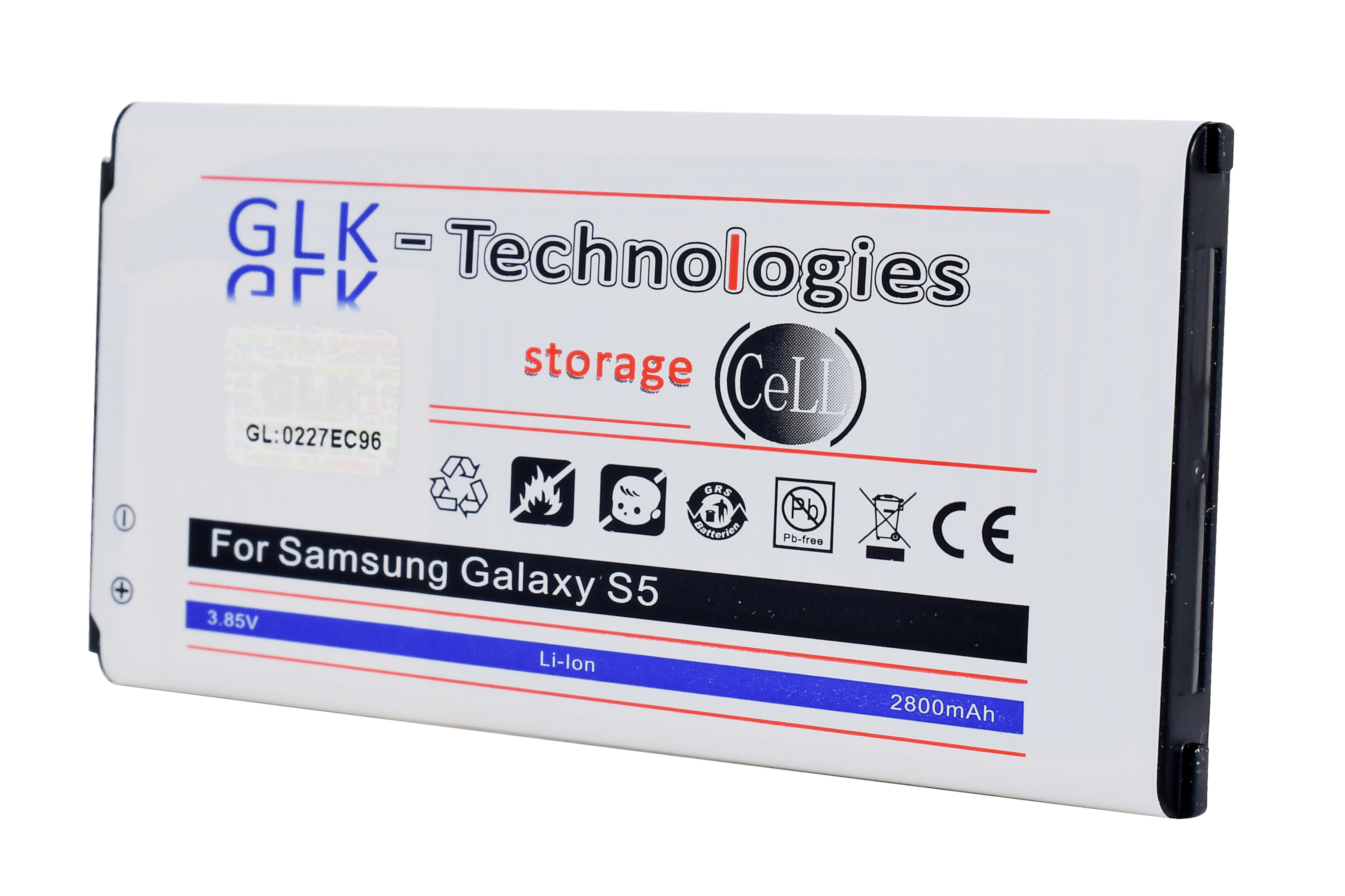 Samsung Ersatz 3000mAh GLK-S5 SM-G900 Li-Ion, für Ersatz Smartphone Akku GLK-TECHNOLOGIES Akku, 3000 S5 3.85 Galaxy Volt, mAh