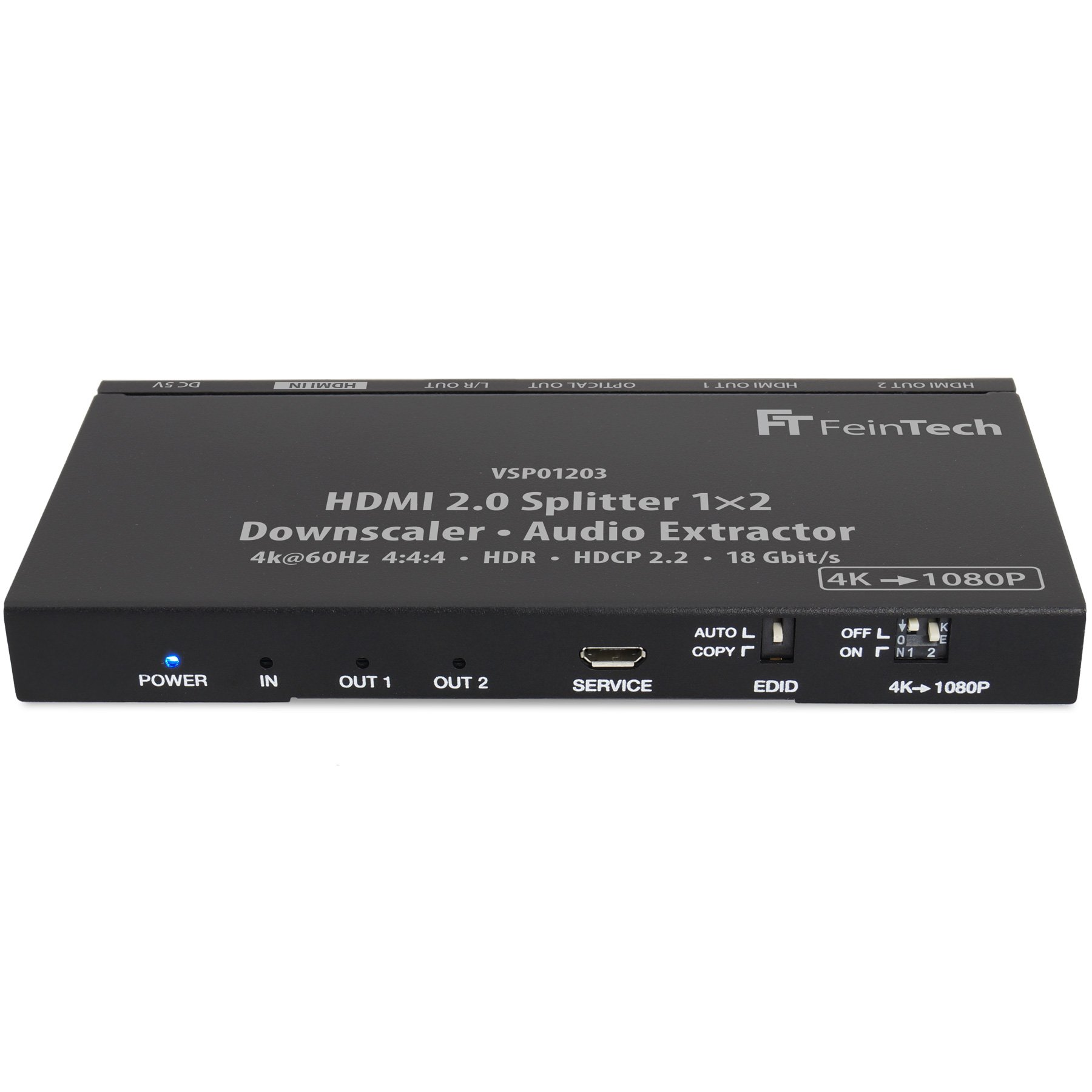 FEINTECH VSP01203 Verteiler 1x 2 mit Audio Extractor HDMI Splitter HDMI